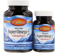 Carlson Labs Wild Caught Super Omega-3 Gems 1200mg Softgels + 30 100 Softgels