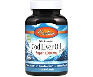 Carlson Labs Wild Norwegian Cod Liver Oil Gems 1000 mg | 100 Soft Gels