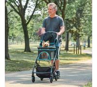 Carlson Pet Stroller, Includes 360 Degree Front Wheel Swivel, Rear Wheel Breaks, Reflective Trim, Mesh Panels, Umbrella and Mesh Canopy, Folds Easily to a Fraction of its Size,Black