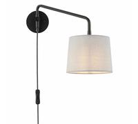 Carlson Short Swing Arm Wall Lamp in Matt Black & Light Grey Shade