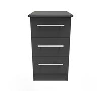 Carlton 3 Drawer Bedside Cabinet (Ready Assembled) Ready Assembled 2 U Dark Grey One Size