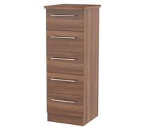 Carlton 5 Drawer Tallboy (Ready Assembled) Ready Assembled 2 U Walnut Medium