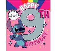 Disney Stitch 9th Birthday Greetings Card for Girls Unique Stitch Design for Young Girls 9th Happy Birthday Card for Niece/Granddaughter/Daughter/Sister,Cute Children/Kids Party 9th Birthday Cards