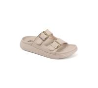 Carlton London Women's Double Buckle Slide Comfort Sandals, Beige, 6 UK