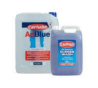 Carlube AdBlue 10L with Easy Pour Spout + CarPlan All Seasons Ready Mixed Screen Wash 5L | Removes Dirt & Grime, Prevents Freezing, Diesel Emission Reduction Bundle