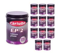 Carlube Ep2 Lithium Lubricant Extreme Pressure Performance Grease 500G X12