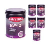 Carlube Ep2 Lithium Lubricant Extreme Pressure Performance Grease 500G X6