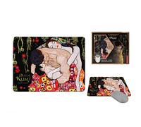 CARMANI - Art Mouse Mat, Non-Slip Rubber Base Premium-Textured PU Mousepad Printed with Gustav Klimt, The Family