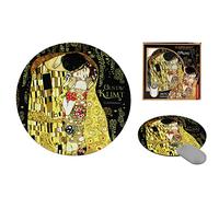 CARMANI - ART Mouse Mat, Non-Slip Rubber Base Premium-Textured PU Mousepad Printed with Gustav klimt, The Kiss