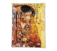 Carmani Rectangular Glass Plate with Gustav Klimt 'The Kiss' painting 32x24cm