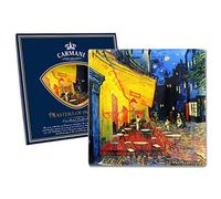 CARMANI - Square Glass Plate Art Print by Vincent Van Gogh 'CAFE TERRACE AT NIGHT' 13x13cm