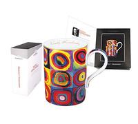 CARMANI - Tea Mug, Perfect Ceramic Fine Bone China Coffee Mugs with Wassily Kandinsky "Squares with Concentric Circles" 400ml