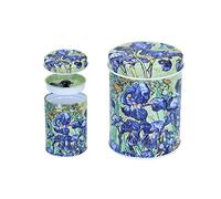 CARMANI - Vincent Van Gogh "Irises" Printed Small Metal Tin Tea Coffee Sugar Canister Storage Box with Lids 6.5x9cm