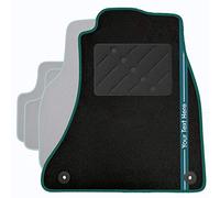 CARMATS4U.COM Classic Personalised Car Mats + Amazon Green Trim + Custom Text Stripe (1159)