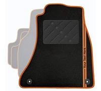 CARMATS4U.COM Classic Personalised Car Mats + Mandarin Trim + Custom Text Stripe (1180)