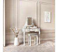 CARME Home Arianna Deluxe Grey Dressing Table With Hollywood Mirror Lights