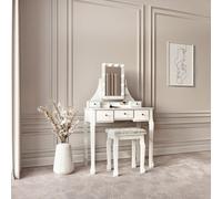 CARME Home Arianna Deluxe White Dressing Table With Hollywood Mirror Lights