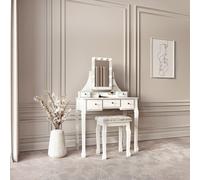 CARME HOME Arianna Deluxe White Dressing Table with Hollywood Mirror Lights CARME HOME White