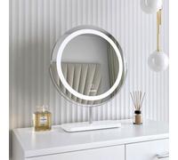 CARME Home Ava Silver Marble Touch Sensor Led Light Mirror