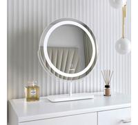 CARME Home Ava White Marble Touch Sensor Led Light Mirror