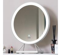 CARME HOME Belle Medium Silver Frame Touch Sensor LED Makeup Mirror with Lights CARME HOME Silver