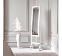 CARME Caitlyn Full Length Mirror with Jewellery Storage Cabinet for Bedroom - Freestanding Jewellery Organiser Cabinet with Drawers, Lipstick Holder, RIng Slots & Hooks for Earings & Necklace - White