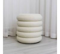 CARME Home Daisy Ivory Teddy Fabric Storage Stool