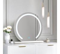 CARME Home Elsie Large White Touch Sensor Led Makeup Mirror With Lights