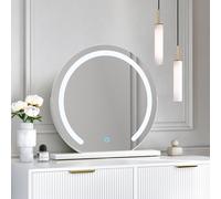 CARME HOME Elsie Large White Touch Sensor LED Makeup Mirror with Lights CARME HOME White
