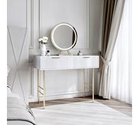 CARME Home Esme White Dressing Table With Lillia Led Mirror