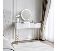 CARME Home Esme White Dressing Table With Lillia Led Mirror-White