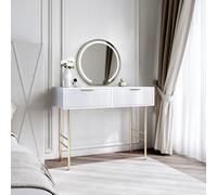 CARME Home Esme White Dressing Table With Maisie Led Mirror Wall Mounting