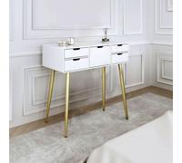 CARME HOME Gabriella Dressing Table-White/Gold in White CARME HOME White