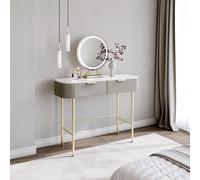 CARME HOME Imogen Mocha Dressing Table with Evie LED Mirror in Light Brown CARME HOME Light Brown