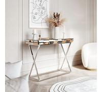 CARME HOME Knightsbridge Mirrored Console Table Rosegold in Metallics CARME HOME Metallics