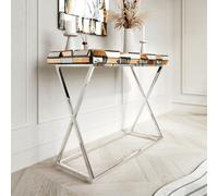 CARME Home Knightsbridge Mirrored Console Table Rosegold Silver