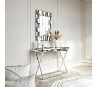 CARME Home Knightsbridge Silver Rectangle Mirror And Console 2 Piece Set