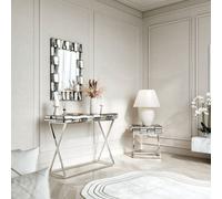 CARME Home Knightsbridge Silver Rectangle Mirror Console And Side Table 3 Piece Set