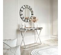 CARME Home Knightsbridge Silver Round Mirror And Console 2 Piece Set