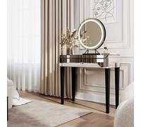 CARME HOME Laguna Silver Dressing Table with Lillia Black LED Mirror CARME HOME Silver
