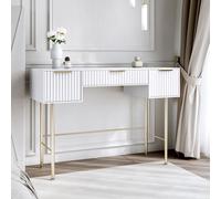 CARME HOME Lara White Dressing Table - Ridged front & side finished CARME HOME White