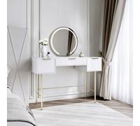 CARME Home Lara White Dressing Table With Maisie Led Mirror Wall Mounting