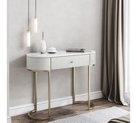 CARME Home Macy Bouclé Dressing Table Metal Legs White