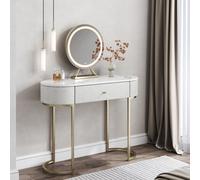 CARME Home Macy Bouclé Dressing Table With Evie Led Mirror