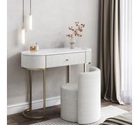 CARME Home Macy Bouclé Dressing Table With Lottie Bouclé Stool