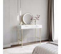 CARME Home Maya White Dressing Table With Eden Led Mirror