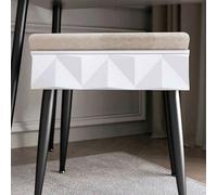 CARME Home Montana Padded Velvet Storage Stool-white/black, White