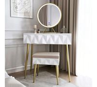 CARME Home Montana White Dressing Table With Touch Sensor Led Mirror