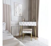 CARME Home Montana White Dressing Table With Velvet Padded Stool