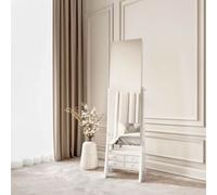 CARME Home Nikita Full Length Mirror Jewellery Cabinet Free Standing Makeup Storage Organiser Internal Led Lights Armoire With 6 Drawers Shel